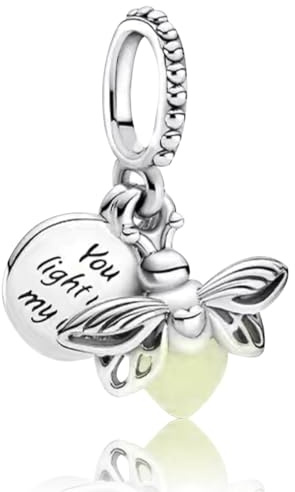Glühwürmchen-Anhänger „You light my life“, für Pandora-Schmuck, charme, Blumenanhänger