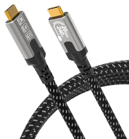 CABLAPTOP cable usb c 2m,Cable USB-C a USB-C,Cable de video USB-C 3.2 Gen2 de 20 Gbps con carga rápida de 240W, soporte para video 8K/30Hz,4K/144Hz, compatible con, MacBook Pro, hubs, SSD monitores.