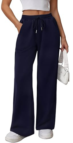 Litherday Pantalón Chándal Mujer Algodón Bolsillos Cordón Yoga Uso Diario | Algodón suave elástico, cintura con cordón, bolsillos laterales, corte cómodo, yoga casa paseo relax uso diario