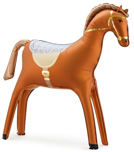 XXL Stehpony Luftballon für Kindergeburtstag Pferdeparty – Selbststehender Folienballon 90x90cm – Riesiger Airwalker Ballon Pony Kinderzimmer Dekoration wiederverwendbar