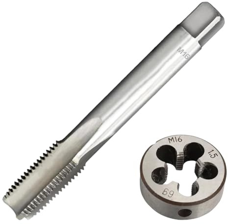 Fegtrtyoa Juego de Machos y Terrajas para Rosca Métrica M16 X 1,5 - Acero Rápido, Rosca Derecha, para Máquinas Herramienta