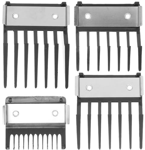 Mikikit 4 Stück Haarschneidemaschinen Aufsätze mit Metallschnalle Verschleißfest Inklusive Zangenaufsatz und Führungskamm für Präzise Haarschnitte bei Friseuren und Privat