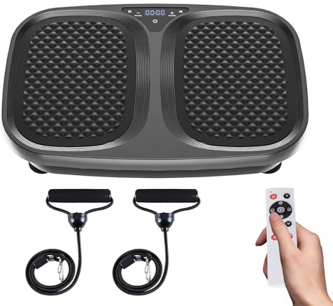 NEWBULIG Vibration Plate, Whole Body Workout, Vibrating Platform with LED Touch Screen & Pull Ropes for Weight Loss & Muscle Toning, Home Gym Fitness Equipment with Remote Control for Women Men, Black