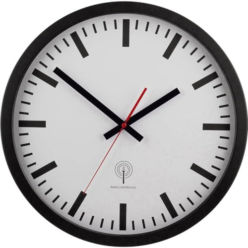 Eurotime 56862 Funk Wanduhr 40 cm Schwarz
