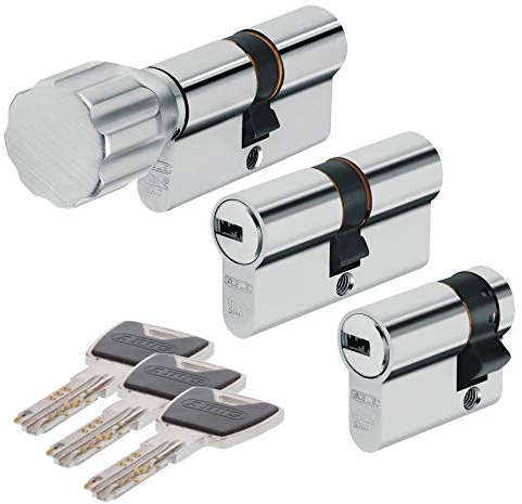 ABUS Profilzylinder XP20SN 40/45 inklusive Sicherungskarte & 3 Schlüsseln, 73737, Nickel