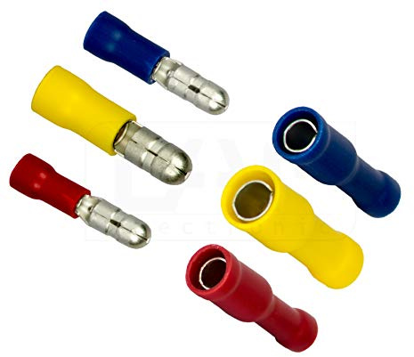Rundstecker Rundsteckhülsen 0,5 mm² - 6 mm² Ø4-5 mm Kabelverbinder Kabelschuhe Auswahl: (10 Stück, Weiblich 4,0-6,0 mm² gelb)