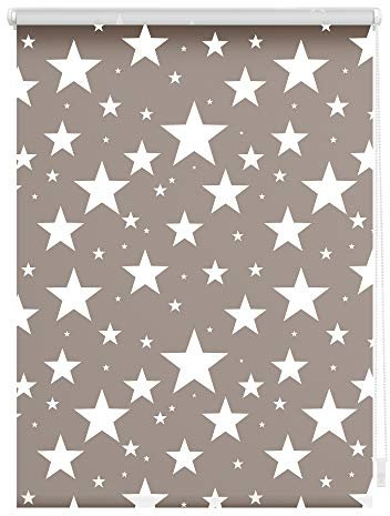 Lichtblick Klemmfix Tageslicht-Rollo mit Motiv, ohne Bohren, Blickdicht, Seitenzugrollo, Made in Germany, Sterne Beige, 45 cm x 150 cm (B x L)