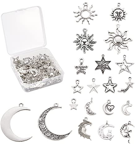 Cheriswelry Hohlanhänger aus Metall, baumelnde Charms, Verbindungsstücke für Schmuck, Armbänder, Halsketten, Ohrringe, 10~44mm (L) x 8~35mm (W) x 1~3mm (Hole), 100 units, Metall Silber Kunststoff