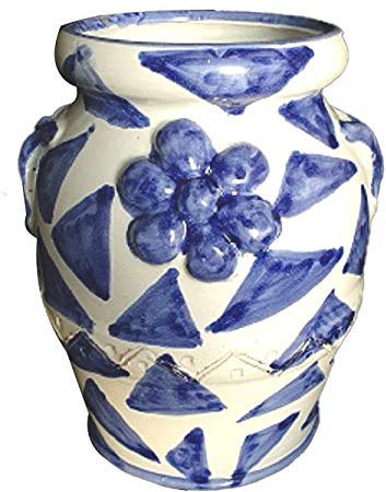 Generico Giara in Ceramica di Vietri Dipinta a Mano, Altezza 20 cm, Diametro della Pancia 17 cm, Orcio Anfora Vaso Terracotta per Interno ed Esterno