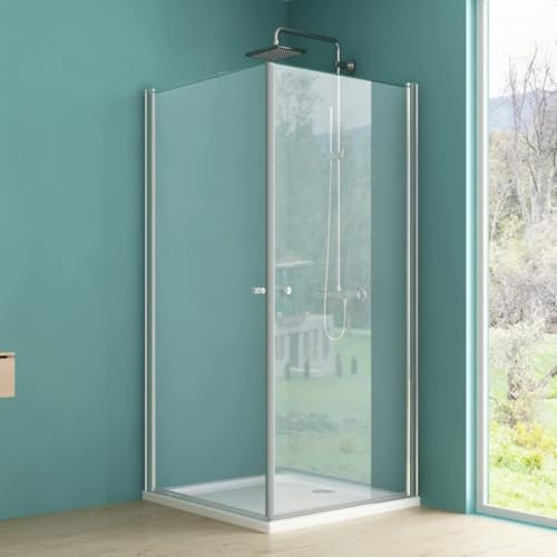 IMPTS Duschkabine 70 x 90 Eckeinstieg mit Pendeltür Duschabtrennung Doppelt Schwingtür Duschtür Nische Duschwand aus 6mm Sicherheitsglas Hohe 185cm, OHNE Duschwanne