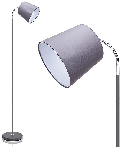 Aigostar Lampada da Terra con Interruttore a Pedale, Presa E14 con Paralume Grigio, Lampada a Piantana con Base in Metallo, Lampada da Pavimento Moderna Vintage per Saloto, Camera da Letto, Lettura
