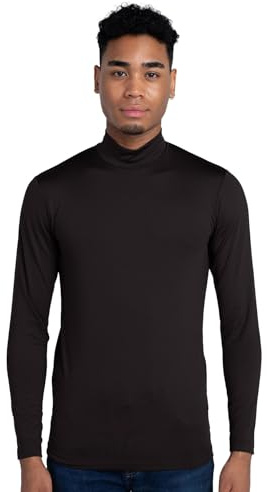 LAPASA Haut Thermique Homme Col Cheminée Maillot de Corps à Manches Longues sous-Vêtements Automne-Hiver Chaud M102 Fin, Noir, L