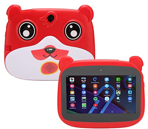 Tableta para Niños de 32 GB, Tableta de Oso LED de 7 Pulgadas para Niños, Tabletas 5G WiFi Android 10 con Batería de 5000 MAh, 2 GB + 32 GB, Procesador Octa Core, Cámaras Duales de 2 M 5 M,(Rojo)