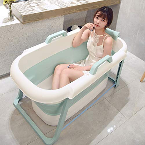 KLZUOPT Tragbare Badewanne für Erwachsene Ganzkörper-Klappbadewanne für Erwachsene, große Duschbadewanne, Badeeimer mit Deckel, dickerer Kunststoff, tragbare Haushaltsecke, einfaches Abtropfen