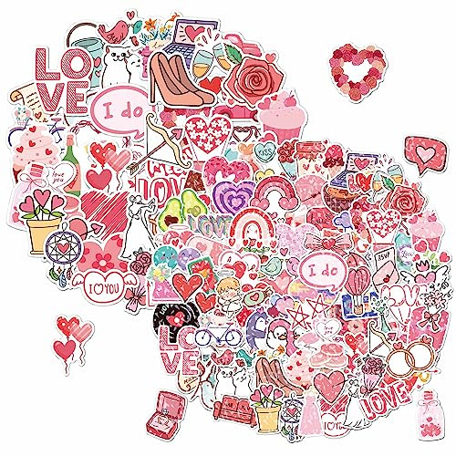 200 Stück niedliche rosa Herzaufkleber, modisch, wasserdicht, für Kinder – Dekoration für Scrapbooking und Geschenke