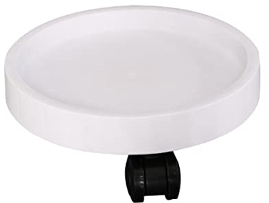Rund Kunststoffe Pflanzenroller Outdoor mit Räder und Wasserspeicherung, Blumenroller Außenbereich und Innenbereich, Pflanzenroller mit Softrollen für Parkett, Schwerlast,Weiß,25cm