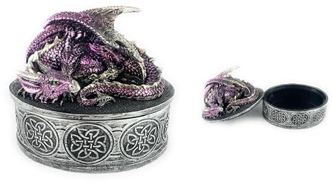 Ain’t It Nice Dragon Statue Trinket Box Dragon Figurine Collectible Fantasy Medieval Décor For Dragon Collectors Dragons Gift Trinkets Box, Dark Purple, 4.5 (L) X 3.25 (W) X 4 (H)