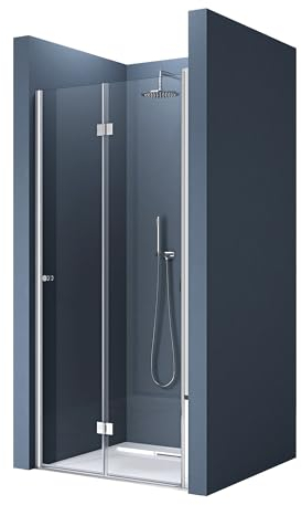 doporro Duschtür Nischentür dusche Duschabtrennung Duschkabine 100x190cm Falttür für Nische ESG-Sicherheitsglas Klarglas inkl. beidseitiger Easy-Clean-Beschichtung Teramo26K