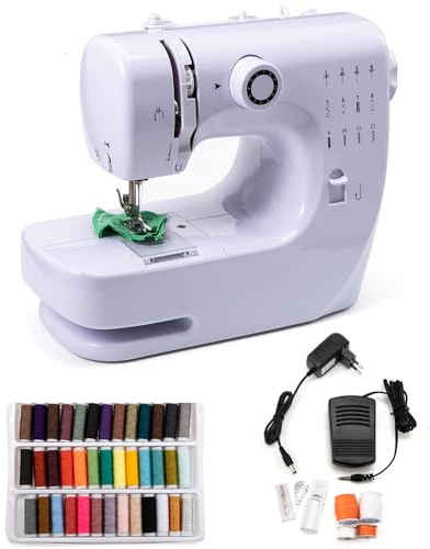 Elektrische tragbare Nähmaschine für Anfänger, Mini-Nähmaschine für Erwachsene mit 12-Stichmuster-Nähsatz