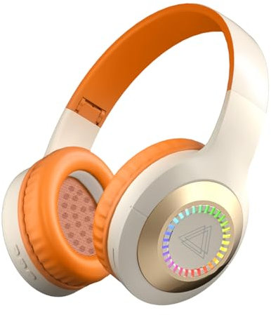 Cuffie Bluetooth senza fili, luci colorate, lampada da corsa di cavalli, pieghevole, microfono integrato, portata Bluetooth 5,3/10 m, stereo surround (kaki)