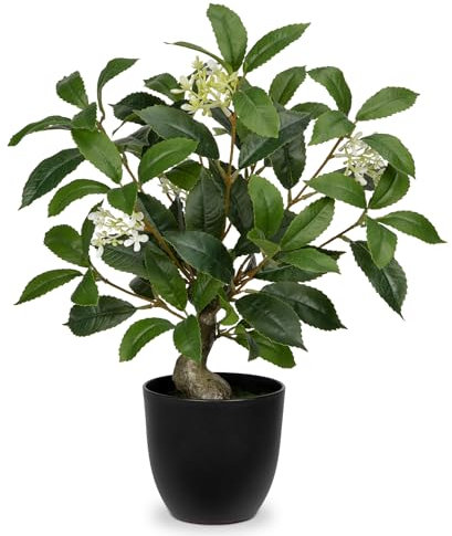 Briful 16.5'' Fake Plants Faux Laurel Bay Tree in Black Pot Realistic Greenery Artificial Plants Indoor Houseplant for Home Decor Farmhouse Bathroom Living Room Wedding Table Centerpieces