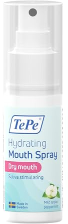 TePe Hydrating Mouth Spray for Dry Mouth, mild Apple and Peppermint, Fluoride Mouth Spray to Ease The Feeling of Dry Mouth, Easy on-The-go