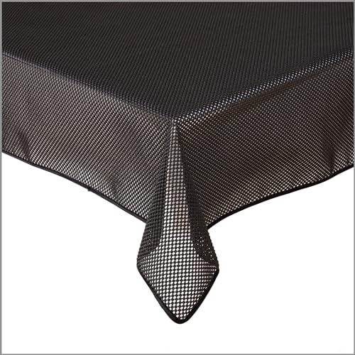 Tischdecke Gartentischdecke Karo Schwarz 140 cm rund Outdoor Weichschaum PVC Terrasse Garten rutschfest wetterfest