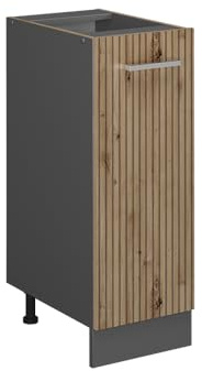 Vicco Apothekerschrank R-Line, Artisan-Eiche, 30 cm | 1 Auszug · Ohne Arbeitsplatte · Höhenverstellbare Füße · 2 Einlegeböden · ✓ Frei kombinierbar