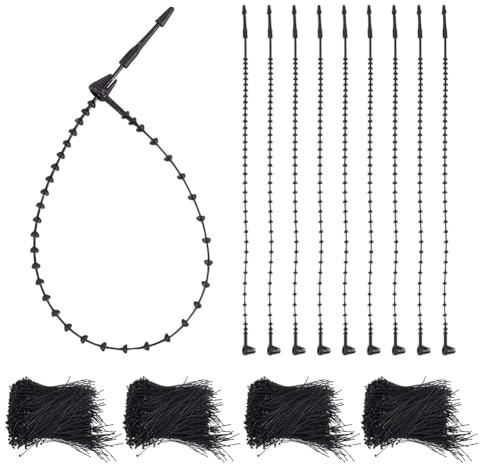 GOMAKERER 2000 Stück Schnappverschluss-Pin-Tag-Verschlüsse, Schwarz Verstellbare Perlenschlaufe Zum Binden von Preisschildern Kunststoff Mit Sicherheitsschlaufe Für Bekleidungszubehör Im Einzelhandel