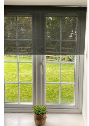 ABC Decor Sunscreen Cordless Roller Blind, Light Filtering, Semi Transparent blind, ideal for Home Office, TV Rooms, 60 cm Wide, Charcoal