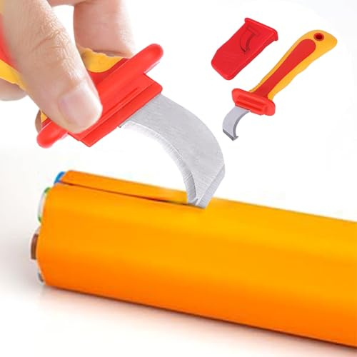 1000V Insulated Dismantling Knife with Guide Shoe, IEC 60900 Standard Wire Stripper Electrician Knife Fast Strip Cable Stripper Cutter Wire Stripping - Ideal for Electricians Use (A)