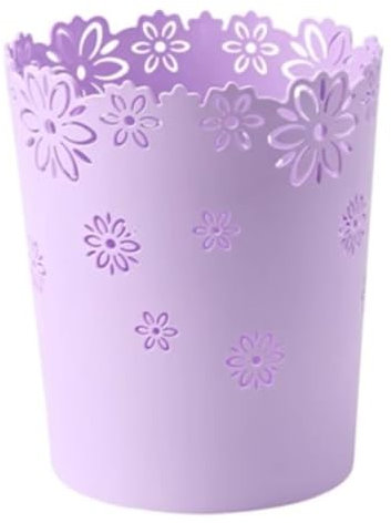BEAHING Cestino della Spazzatura in plastica, bidone della Spazzatura a Fiore Vuoto bidone della Carta Fiore Contenitore immondizia per Il Viola dell'ufficio di casa, 18,5x16x12,5 cm