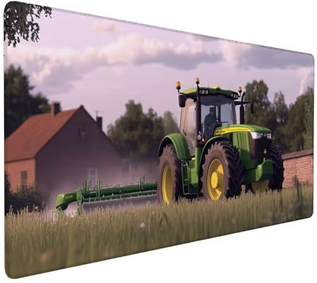 Grün Mauspad 800 x 400 x 3 mm, XXL Gaming Mauspad Traktor, Verlängertes Groß Mauspad Schreibtischauflage, Wasserdicht Mauspad, Genähte Kanten Mauspad, Rutschfeste Gummibasis, Mauspad Gamer Y-370