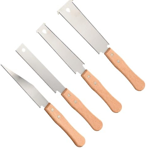 Fychuo 4 Pack Japanese Hand Saw Set - Sharp, Flat, Large & Small Double-Sided Saws - 31cm (12 inches) - Woodworking Tools - Silver