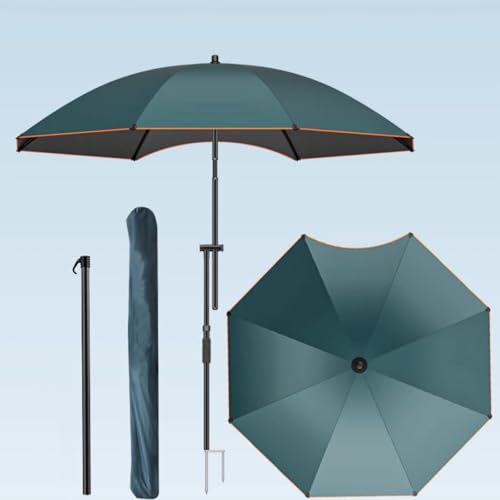 BVDHASDBT Outdoor-Sonnenschirm, Tischmarkt-Regenschirm, Strandschirm, Kurbel und stabile Rippen, einfacher Deluxe-Angelschirm, mit Sandanker (1,9 m)