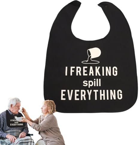 Belligern Adult Bibs for Men, Women & Elderly - Waterproof, Washable, Reusable Dining Bibs - Black, 59 x 45cm