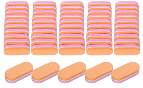 QUARKZMAN Juego de 40 minilimas de uñas de grano 100/180, bloques de pulido de uñas, para uñas acrílicas y naturales, color rosa y naranja