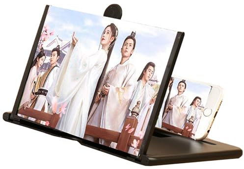 ASTVDFQK 12' Screen Magnifier For Smartphone, Mobile Phone 3D Magnifier Screen Expander, Folding Phone Stand For Movies And Gaming(Black,14inch)