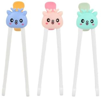 Joyan 3 Stück Essstäbchen Kinder, Kinder Training Essstäbchen, Kinderstäbchen Niedliches, Rutschfeste Stäbchen, Essstäbchen Hilfe für Kinder, Anfänger