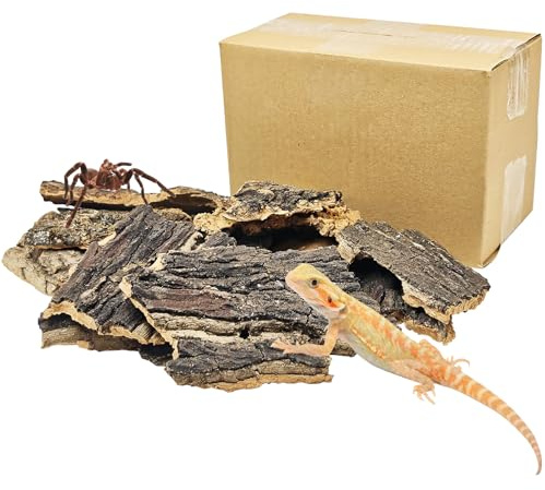 BNOSDM Reptile Cork Bark Substrate 1LB Tortoise Bedding for Habitat Natural Flat Cork Wood Bulk Terrarium Reusable Champagne Bark for Lizard, Crested Gecko, Spider, Chameleon, Ball Python, Tree Frog