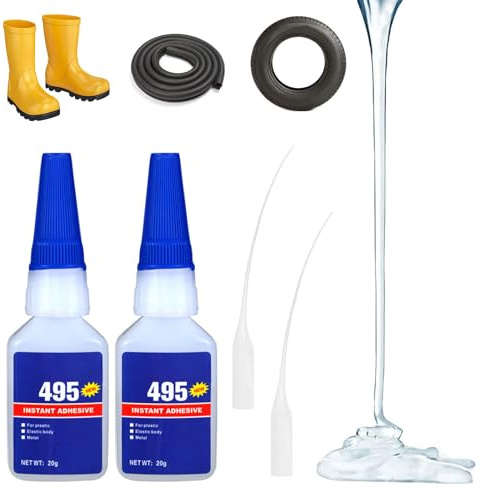 Colle en Caoutchouc,2pcs Colle Caoutchouc Extra Forte,Colles Instantanée Forte,avec 2 Gouttes Applicateurs,Colles Glue Extra Forte,pour Produits en Caoutchouc,Pneus,Bottes,Ceintures,Travaux Manuels