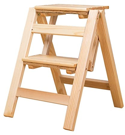 Foot stool Folding 2 Steps Wooden Ladders Kitchen Small Wood Portable Stepladder Shoe Bench Flower