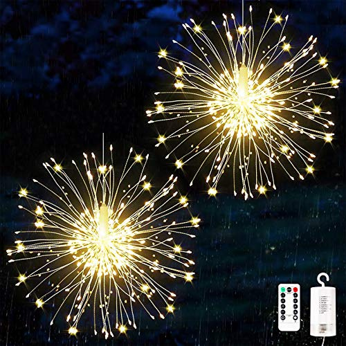 KIKILIVE Luci Fuochi d'Artificio Fatate Natalizie da Esterno,Catena Luminosa Filo di Rame con 120 LED,Luci Addobbi Natalizi Stringa Lampada 8 modalità