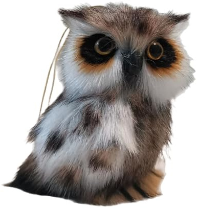 PLüsch Owl - Kuscheliges Spielzeug-Eule, Tierfigur, natürliches Aussehen mit auffälligen Augen, Aufhängung für die Tür, Wand, Rucksack, Taschen für Kinder von