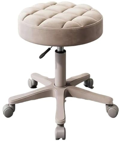 SHENJMAI Drehhocker auf Rollen Einfache Schönheitssalon-Friseurstühle, spezieller drehbarer Salonstuhl, Friseursalon, runder Hocker, Möbel, Make-up-Hocker(Light Brown)