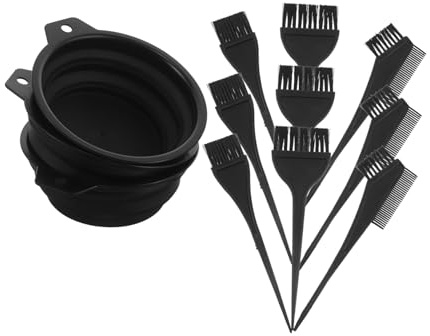 OUNONA 3 Sets Hair Dye Brush and Mixing Bowl Kit for Women Foldable Hair Coloring Tools with Ergonomic Handle and Highlight Applicator Professional Salon and Dyeing Equipment for Home Use