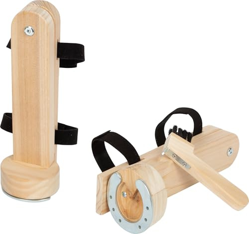 Small Foot Set Limpieza de pezuñas, Madera Cuidado Caballo 2 herraduras 1 rascador 3 años 12797