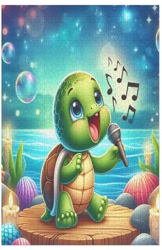 süße Schildkröte Holzpuzzle - 1000 Teiliges Jigsaw Knobelspiel - Puzzle Für Erwachsene & Kinder - Outdoor & Reisespielzeug （78×53cm）