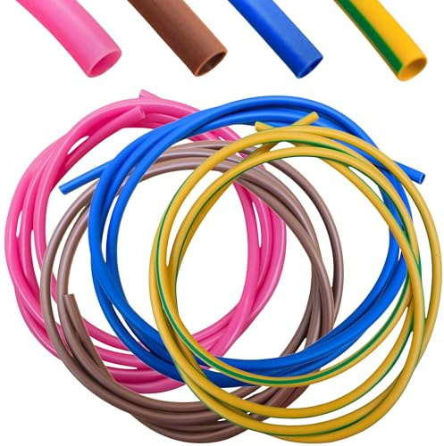 Guaina per cavi elettrici in PVC, colori misti, 3 mm – 4 m, confezione risparmio (1 m ciascuno, rosa, marrone, blu e giallo/verde) | Manicotto isolante per cavi