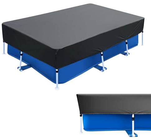 Cubierta de piscina rectangular, 300 x 205 x 30 cm, cubierta de piscina plegable, lona de piscina de verano e invierno, para piscina de marco rectangular, polvo impermeable duradero